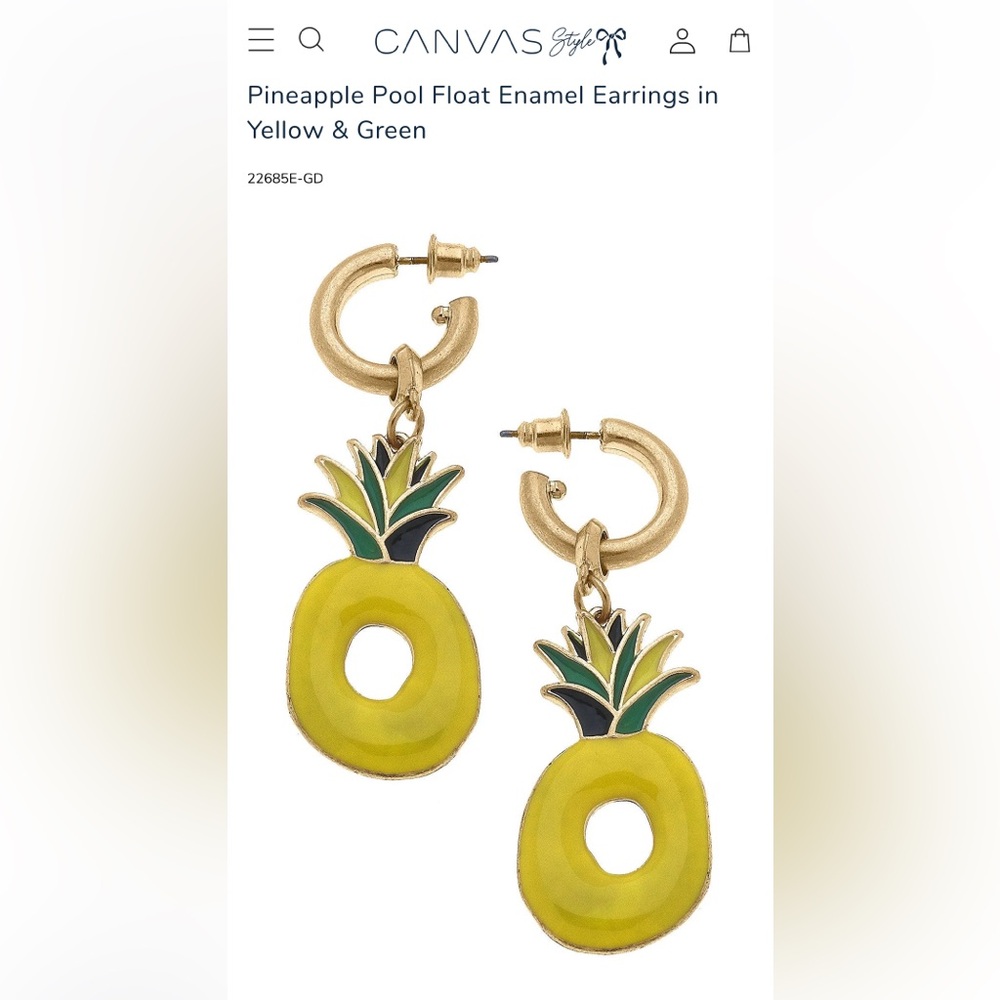 🆕 Pineapple Pool Float Enamel Earrings in Yellow & Green NWT